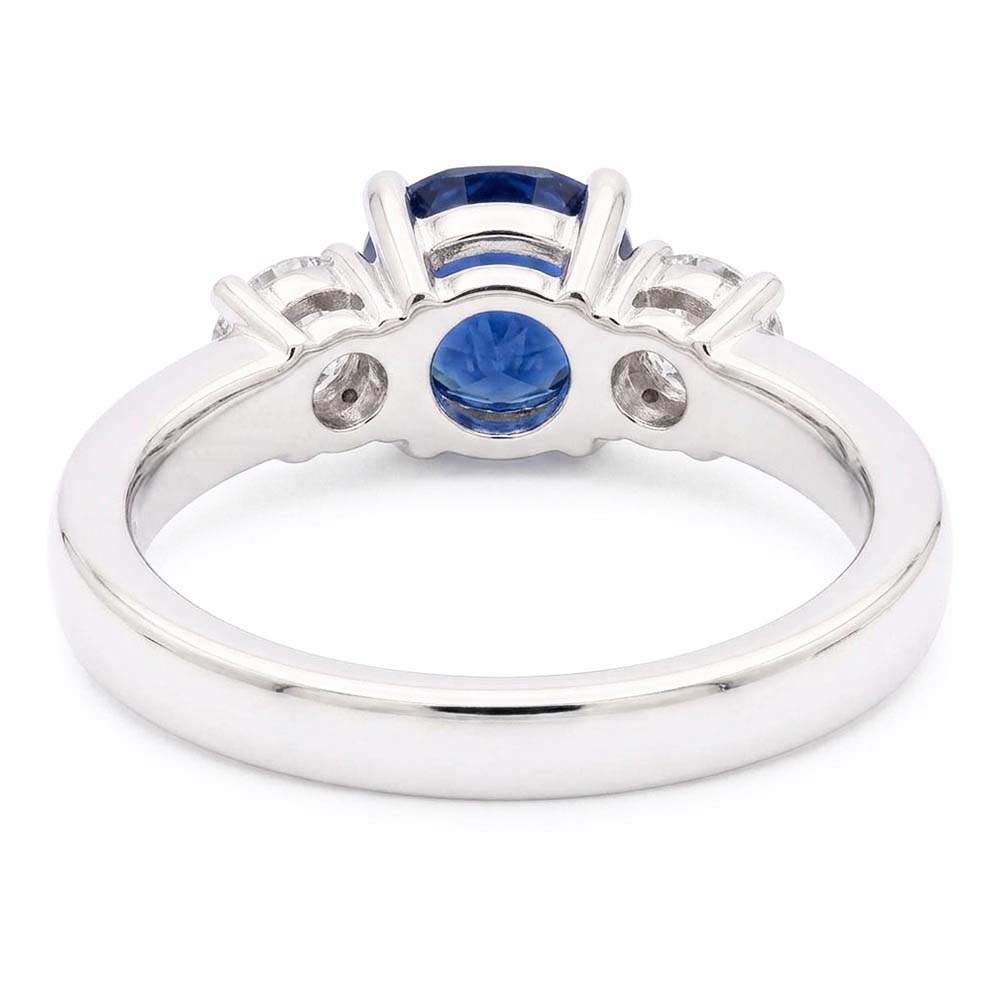 Sparkling Natural Earth Mined Diamond Wedding Ring Round Ceylon Blue Sapphire 2.50 Carats