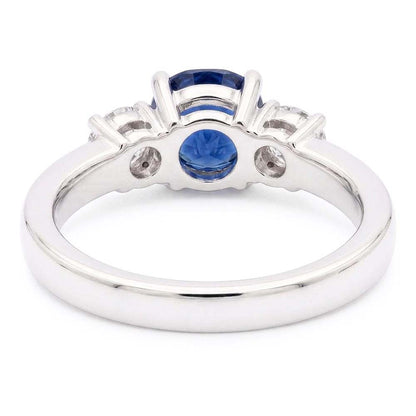 Sparkling Natural Earth Mined Diamond Wedding Ring Round Ceylon Blue Sapphire 2.50 Carats