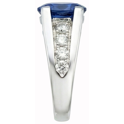 Sparkling Oval Ceylon Sapphire Natural Earth Mined Diamonds Ring 2.10 Carats White Gold
