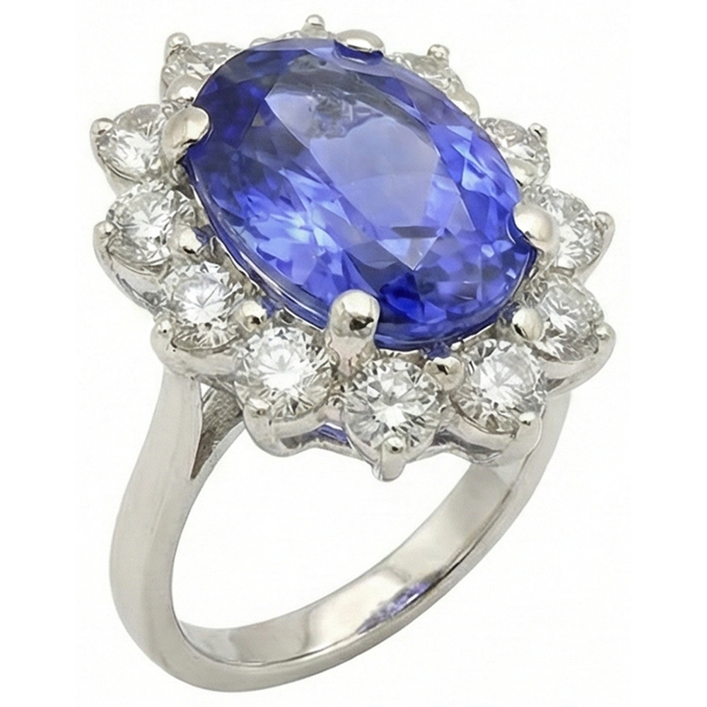 natural round tanzanite 7.50ct ring side angle