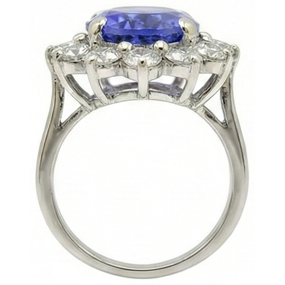 natural round tanzanite 7.50ct ring top view