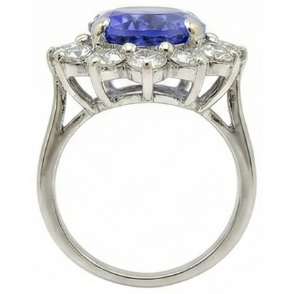 natural round tanzanite 7.50ct ring top view