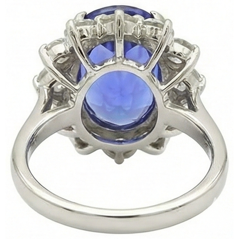 natural round tanzanite 7.50ct ring profile view