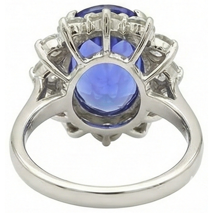 natural round tanzanite 7.50ct ring profile view