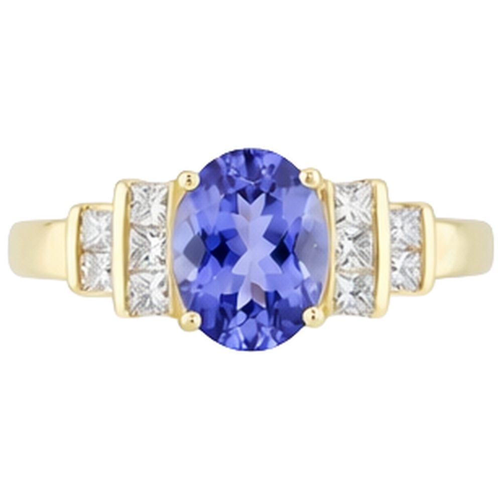 Sparkling Oval Tanzanite Natural Earth Mined Diamonds 3 Carat Engagement Ring Jewelry