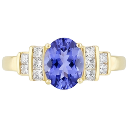 Sparkling Oval Tanzanite Natural Earth Mined Diamonds 3 Carat Engagement Ring Jewelry