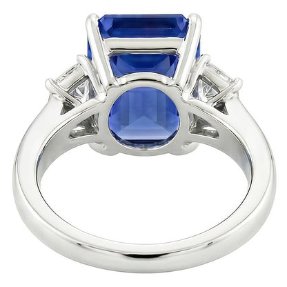 Sparkling Radiant Natural Earth Mined Diamond 3 Stone Ring Sri Lanka Sapphire 3.50 Carats