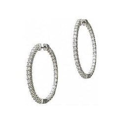 Sparkling 2.90 Carats Mined Diamonds Lady Hoop Earrings Gold White 14K