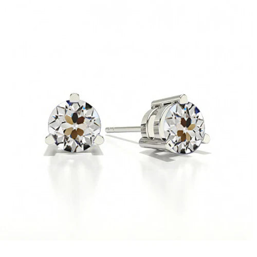 natural round diamond 2ct earring front view
