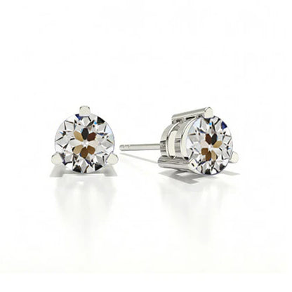 natural round diamond 2ct earring front view