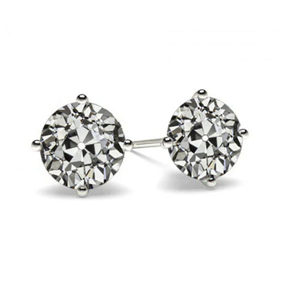 natural round diamond 3ct earring front view