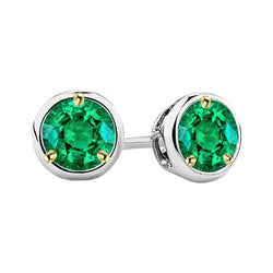 Sparkling Green Emerald Studs Gold 14K Earrings