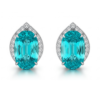 Sparkling Paraiba Earrings in White Gold 2.70ct