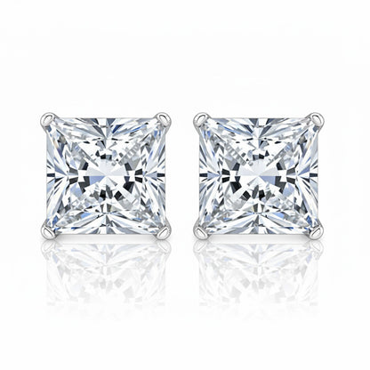 Sparkling Princess Cut 4.50 Ct Lab Grown Diamonds Studs Earring White Gold 14K