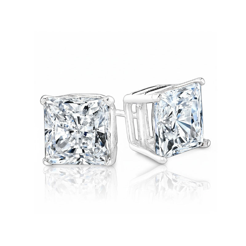 Sparkling Princess Cut 4.50 Ct Lab Grown Diamonds Studs Earring White Gold 14K