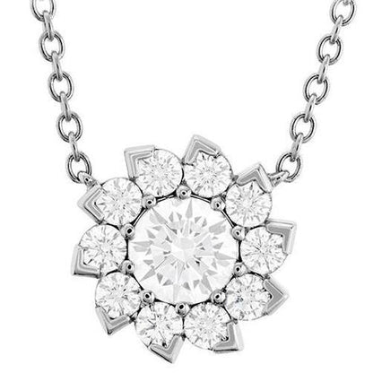 Sparkling Real Round Cut Diamond Necklace Pendant 2.70 Carats White Gold 14K
