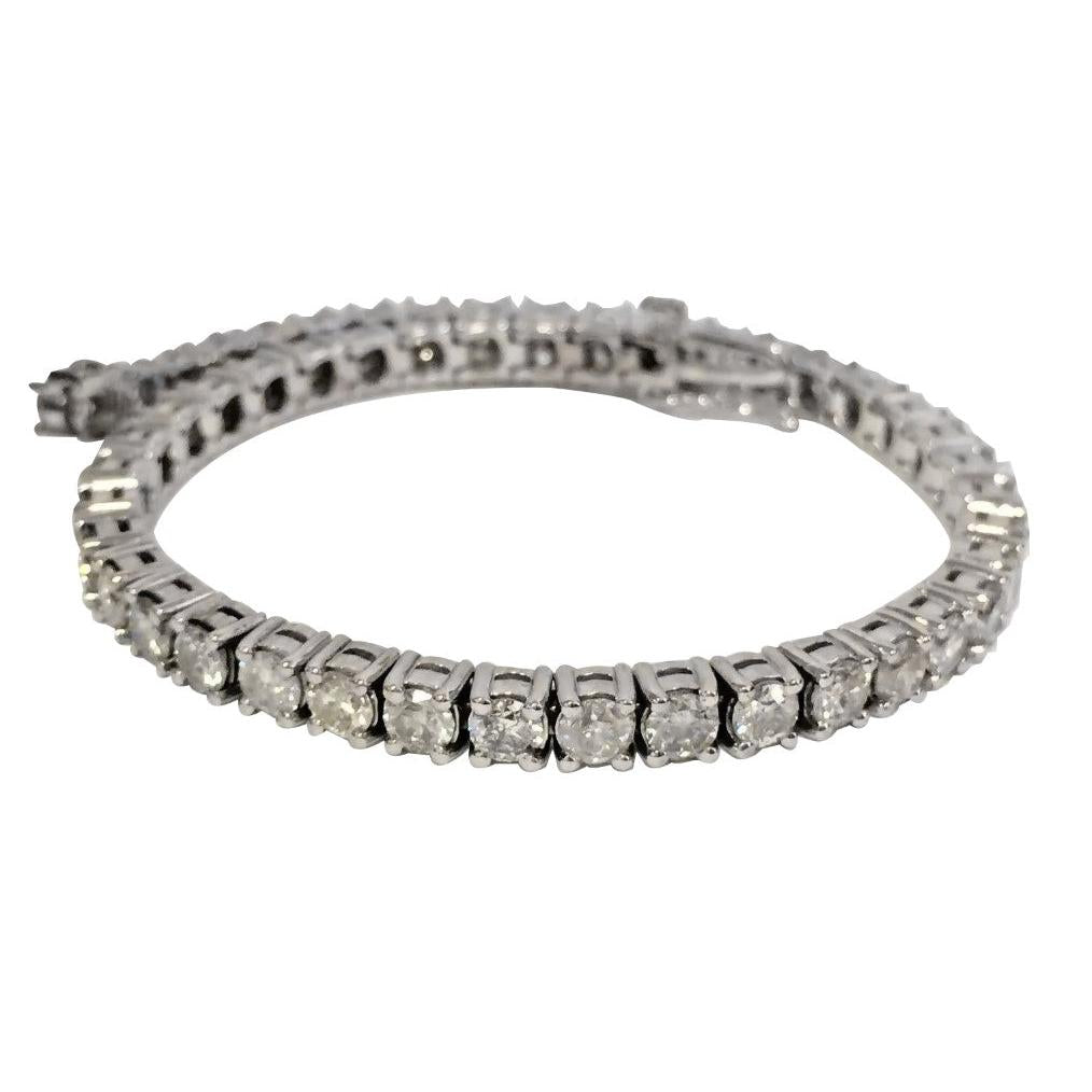 Sparkling 10.50 Carat Round Lab Grown Diamonds Tennis Bracelet White Gold