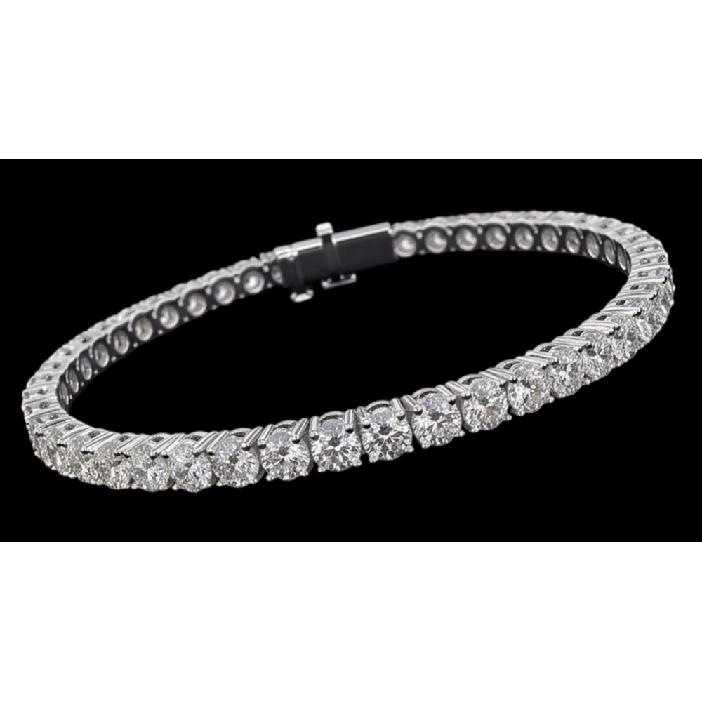 Sparkling 14K Lab Grown Tennis Bracelet 8 Carat White Gold