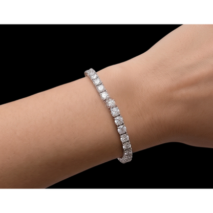 Sparkling 14K Lab Grown Tennis Bracelet 8 Carat White Gold