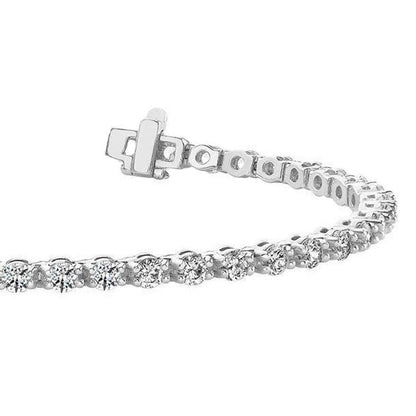 Sparkling 4.20 Carats Round Natural Earth Mined Diamond Tennis Bracelet Solid White Gold