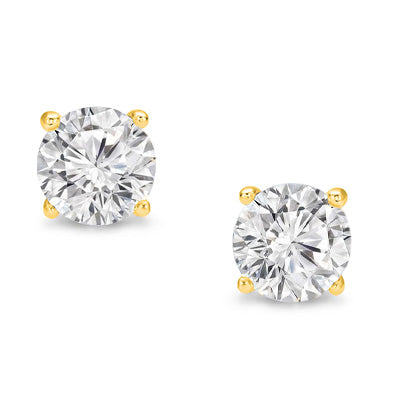 Sparkling 5 Carats Lab Grown Diamonds Studs Earrings 14K Yellow Gold New