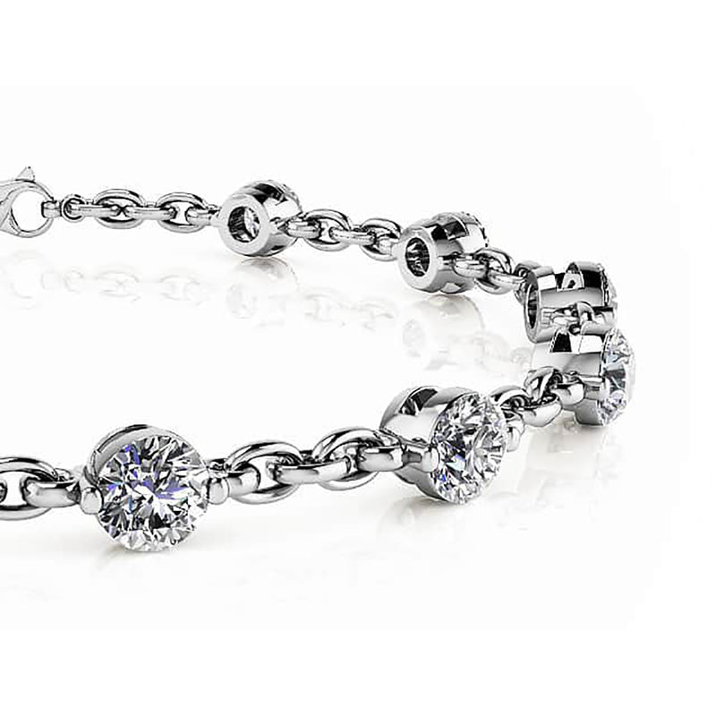 Sparkling 9 Carats Round Lab Grown Diamonds Tennis Bracelet White Gold 10K