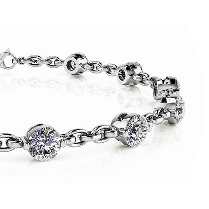 Sparkling 9 Carats Round Lab Grown Diamonds Tennis Bracelet White Gold 10K