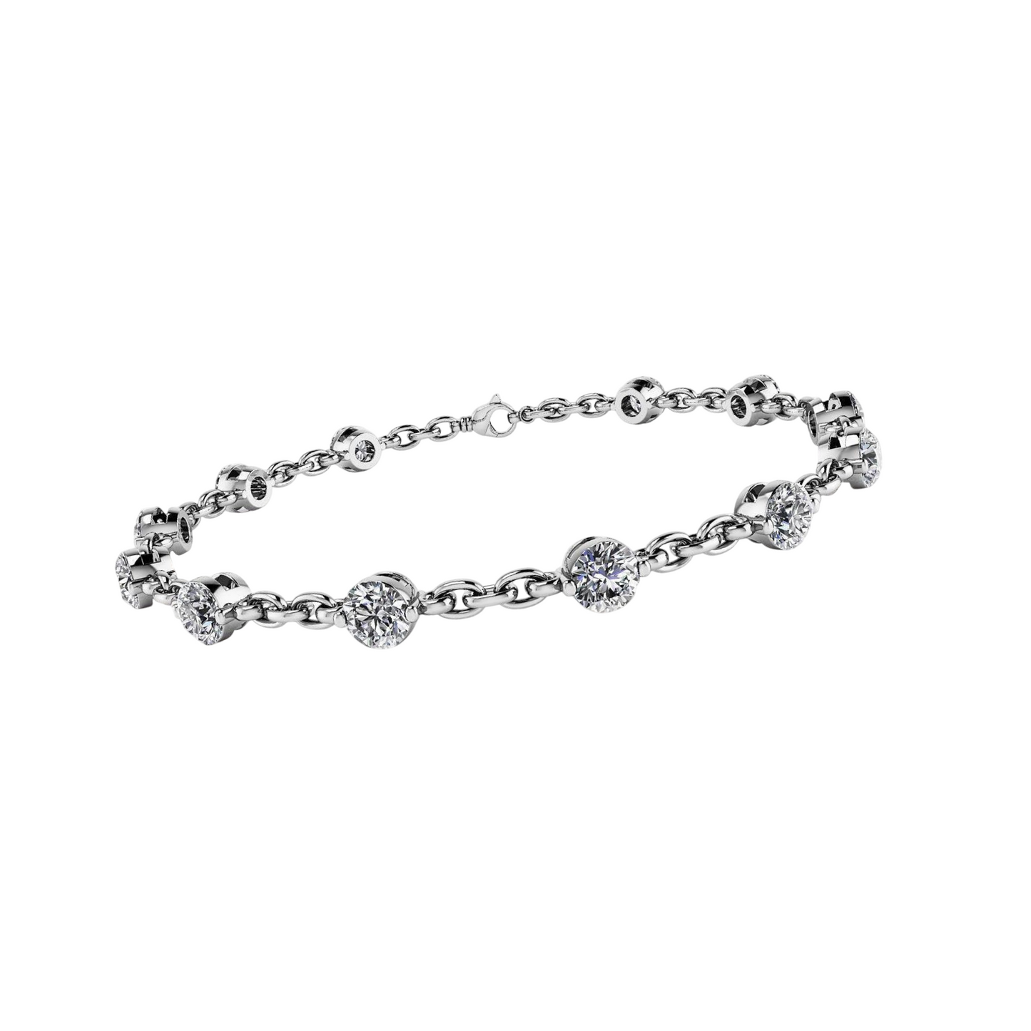 Sparkling 9 Carats Round Lab Grown Diamonds Tennis Bracelet White Gold 10K