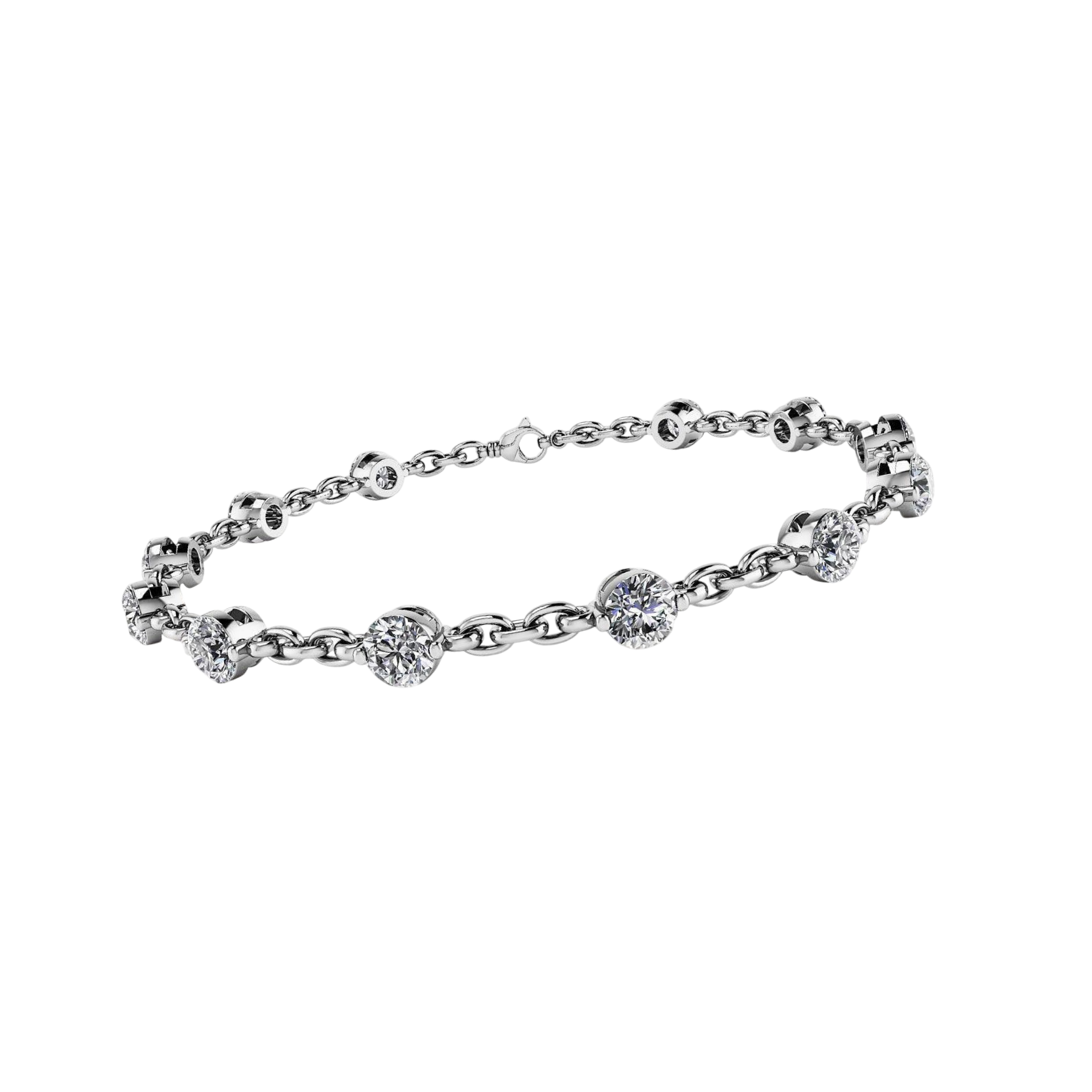Sparkling 9 Carats Round Lab Grown Diamonds Tennis Bracelet White Gold 10K