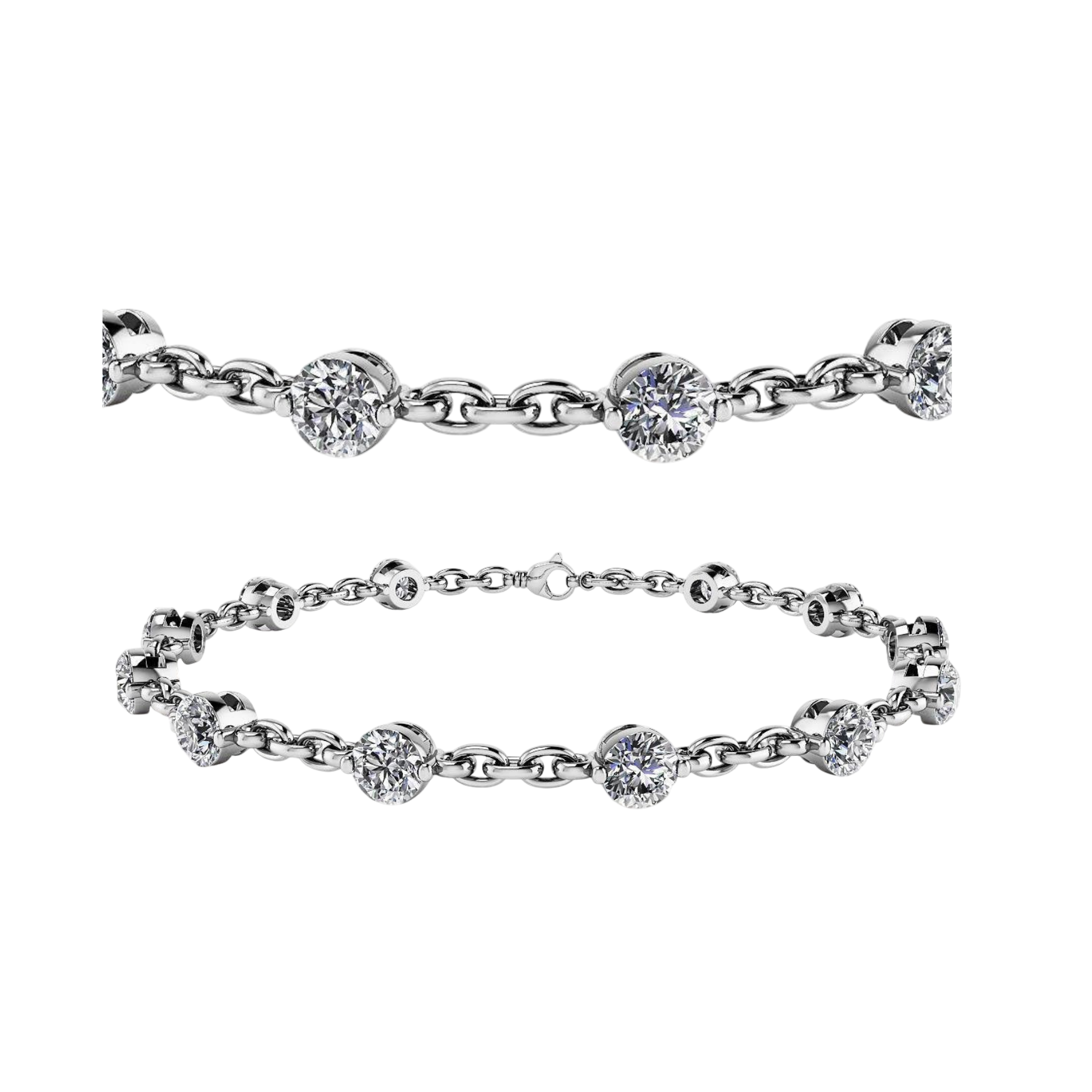 Sparkling 9 Carats Round Lab Grown Diamonds Tennis Bracelet White Gold 10K