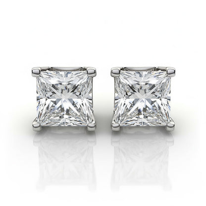 Sparkling CERTIFICATE Princess Cut 5.00 Ct Lab Grown Diamonds Stud Earrings White Gold 14K