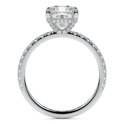 Sparkling Hidden Halo Big Cushion Lab Grown Diamond Engagement Ring White Gold