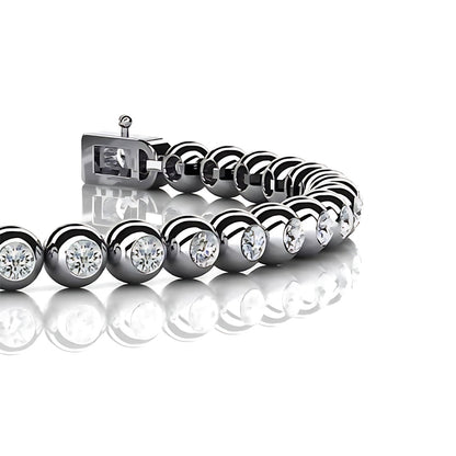 Sparkling Lab Grown Diamond Tennis Bracelet Bezel Set 8 Carat White Gold