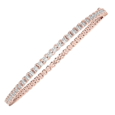 Sparkling Princess Cut 5.60 Ct Lab Grown Diamonds Tennis Bracelet Rose Gold