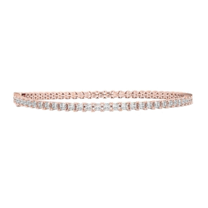 Sparkling Princess Cut 5.60 Ct Lab Grown Diamonds Tennis Bracelet Rose Gold