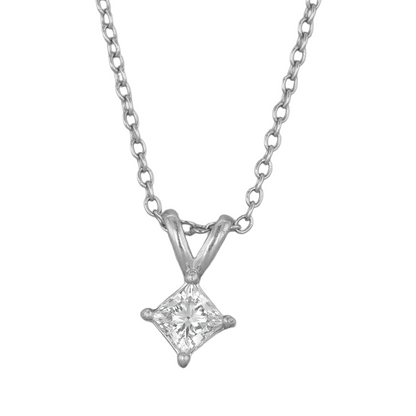 Sparkling Princess Cut Lab Grown Diamond Pendant Necklace 2.50 Ct White Gold 14K