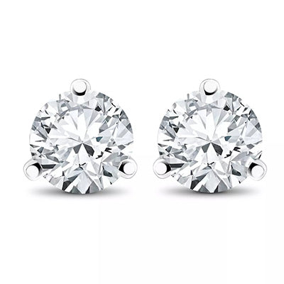 Sparkling Prong Set 5.00 Carats Lab Grown Diamonds Studs Earrings White Gold 14K