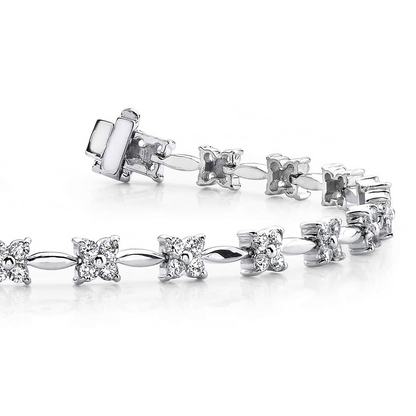 Sparkling Prong Set Round 4.40 Carats Tennis Bracelet White Gold 14K Lab Grown Diamond