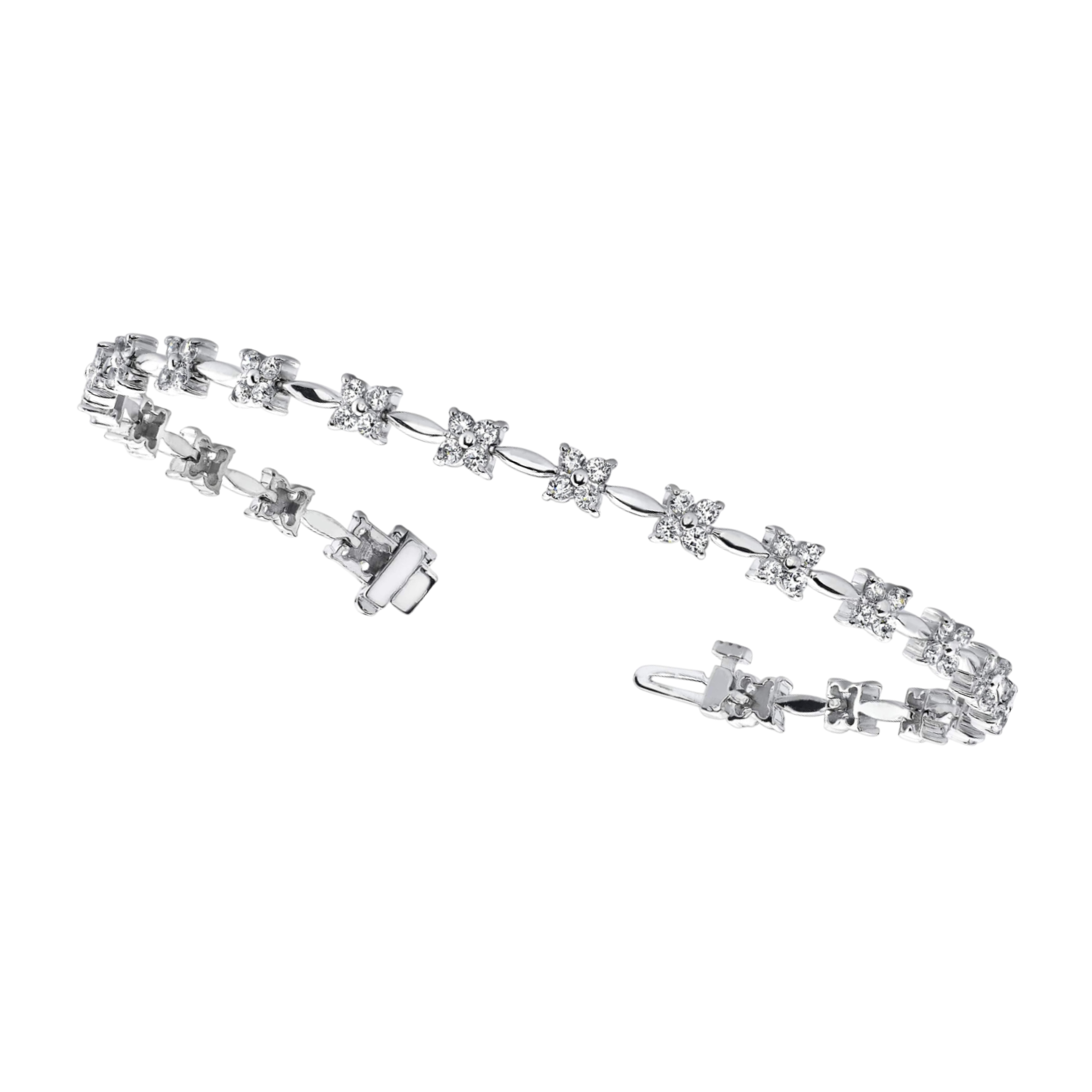 Sparkling Prong Set Round 4.40 Carats Tennis Bracelet White Gold 14K Lab Grown Diamond
