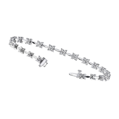 Sparkling Prong Set Round 4.40 Carats Tennis Bracelet White Gold 14K Lab Grown Diamond