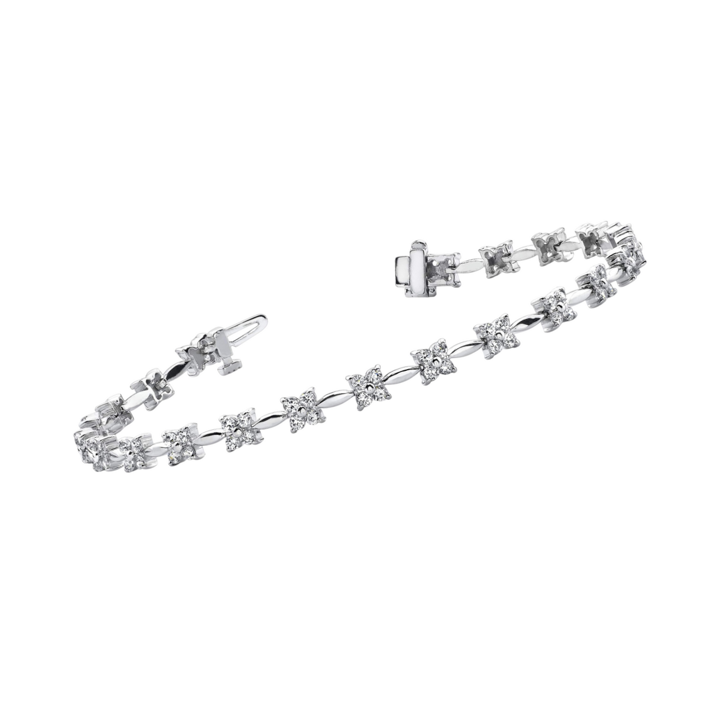 Sparkling Prong Set Round 4.40 Carats Tennis Bracelet White Gold 14K Lab Grown Diamond