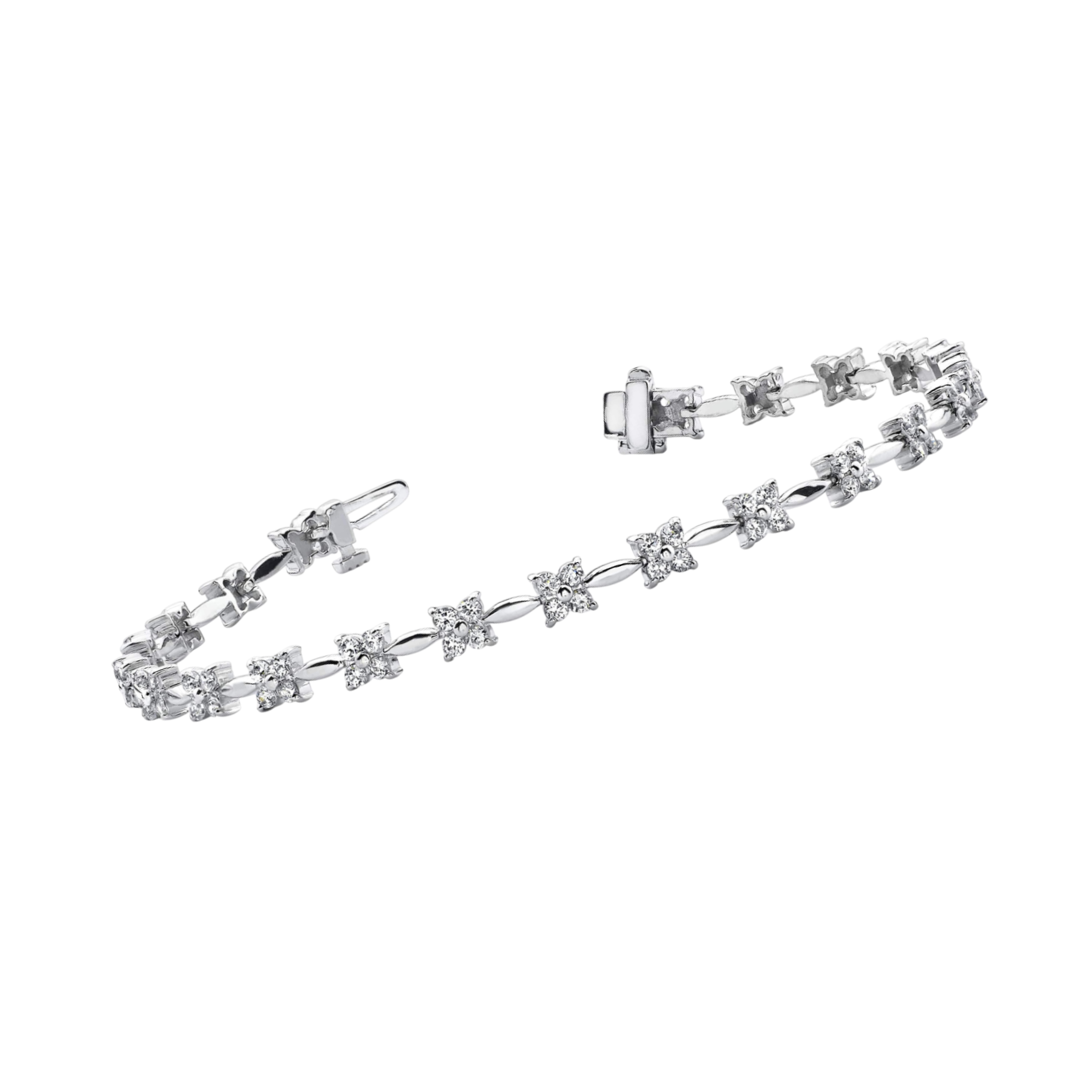 Sparkling Prong Set Round 4.40 Carats Tennis Bracelet White Gold 14K Lab Grown Diamond