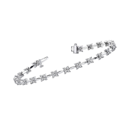Sparkling Prong Set Round 4.40 Carats Tennis Bracelet White Gold 14K Lab Grown Diamond