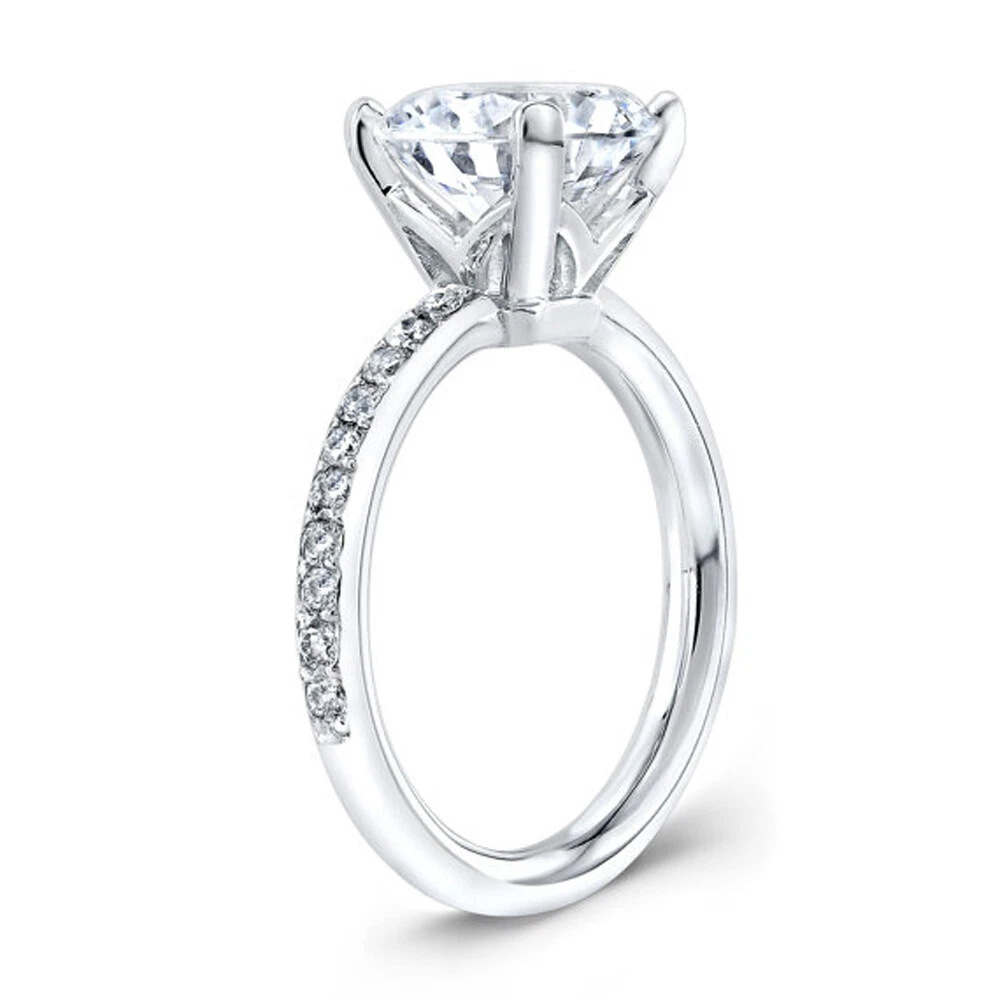 Sparkling Round 9.20 Carats Lab Grown Diamond Solitaire Ring With Accents