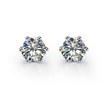 Sparkling Round Cut 2.10 Ct Genuine Natural Earth Mined Diamond Stud Ladies Earring White Gold 14K