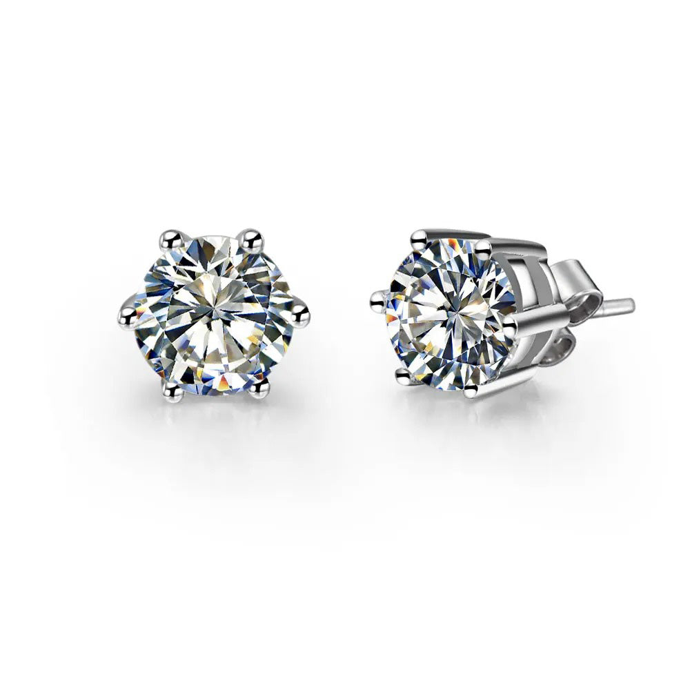 Sparkling Round Cut 2.10 Ct Genuine Natural Earth Mined Diamond Stud Ladies Earring White Gold 14K