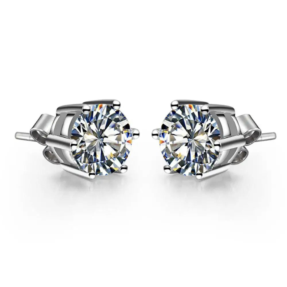 Sparkling Round Cut 2.10 Ct Genuine Natural Earth Mined Diamond Stud Ladies Earring White Gold 14K