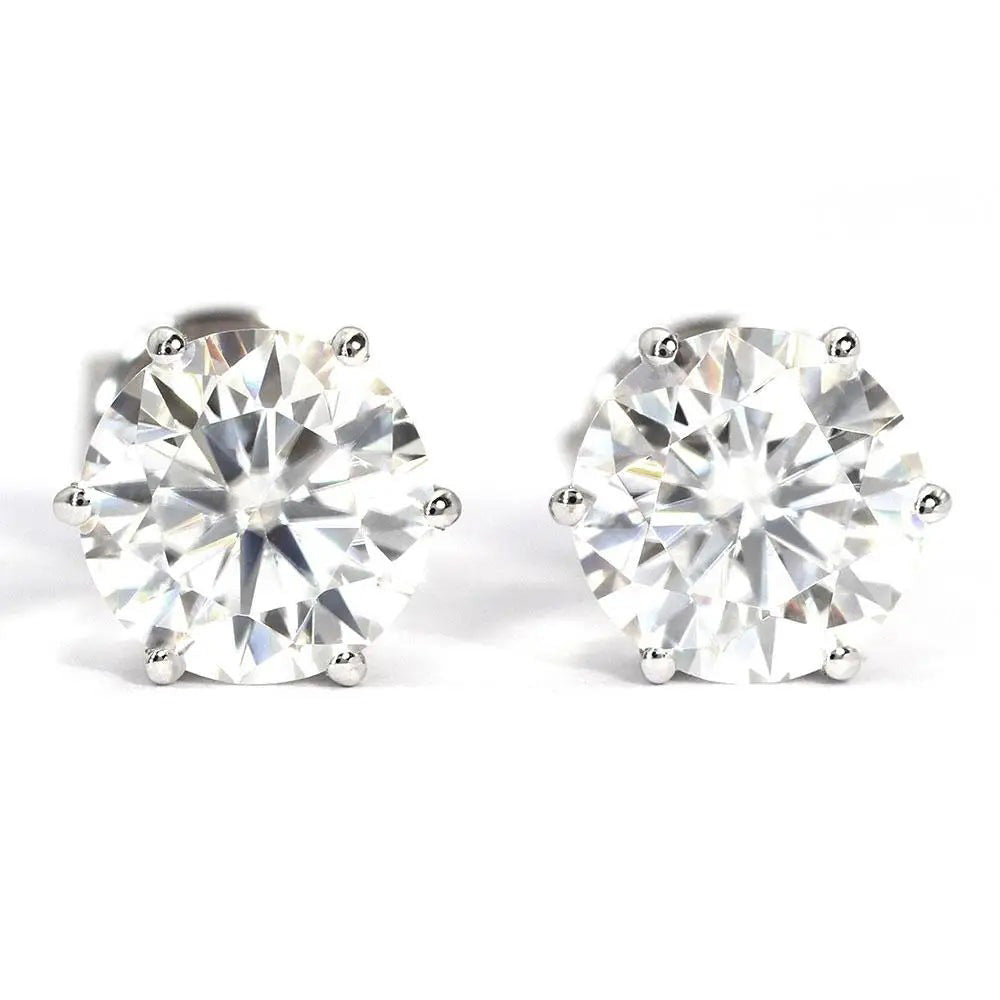Sparkling Round Cut 4 Ct GIA CERTIFIED Lab Grown Diamonds Lady Studs Earring White Gold