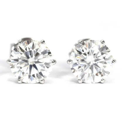 Sparkling Round Cut 4 Ct GIA CERTIFIED Lab Grown Diamonds Lady Studs Earring White Gold