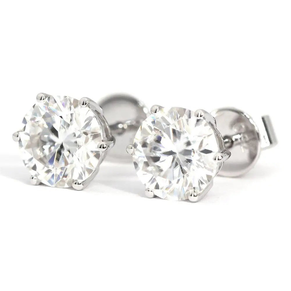 Sparkling Round Cut 4 Ct GIA CERTIFIED Lab Grown Diamonds Lady Studs Earring White Gold